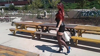 Outdoor Fetish With Hosiery Clad Performer